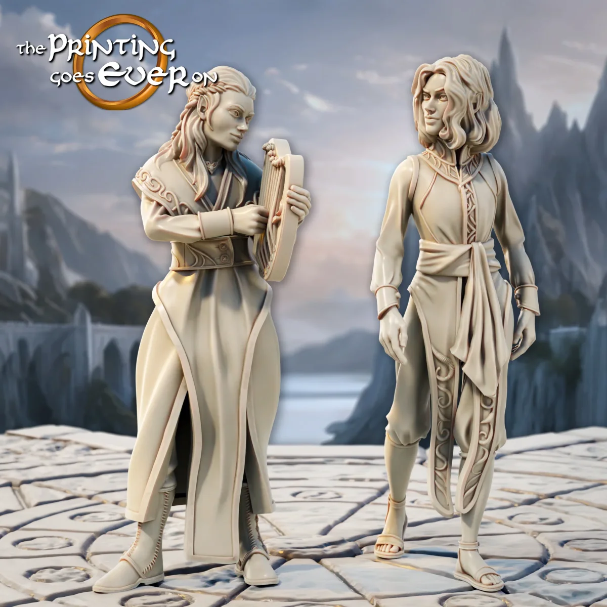 Résidents elfiques - 2 citadins du peuple elfique - musiciens et ouvriers